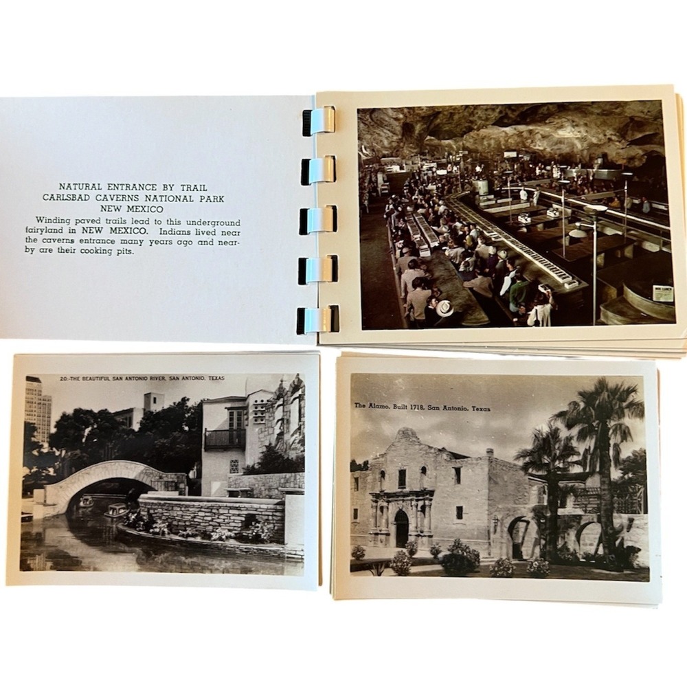 Vintage Souvenir Postcard Booklet Lot 8pc San Antonio Alamo Carlsbad Caverns - Picture 4 of 6